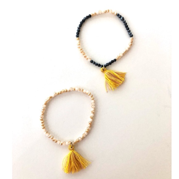 Beaded Tassel Stretch Bracelets Set- 2 pieces - Picture 5 of 6